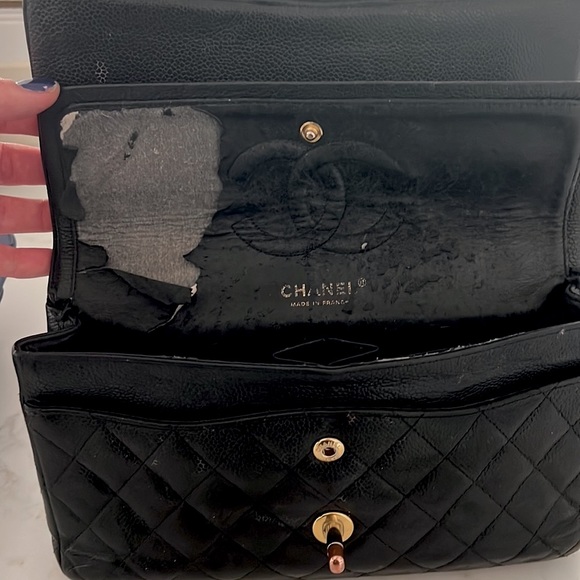 Authentic Vintage Classic Double Flap Quilted Lambskin Medium Purse NEEDS FIXING - Picture 9 of 16